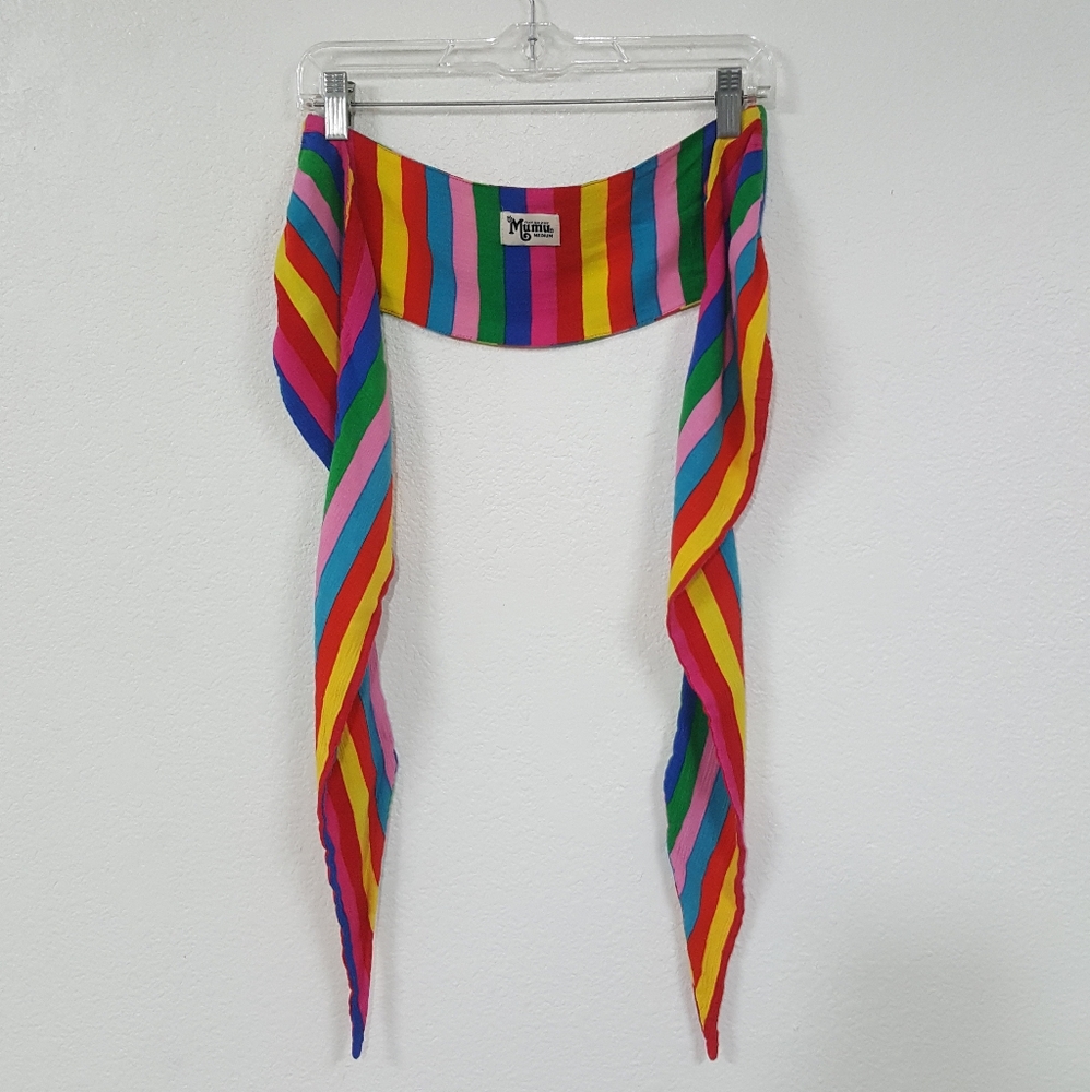 Show Me Your Mumu Sz M Kenny Scarf Tulum Striped Multicolor Tie Top